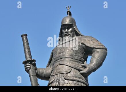 Ammiraglio YI Sun Shin statua, Seoul, Corea del Sud Foto Stock