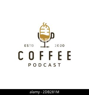 Coffee Podcast Logo Design ispirazione Illustrazione Vettoriale
