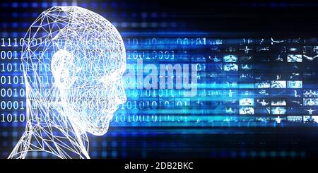 Healthcare Medical Abstract Background With Human Head Nerves Foto Stock