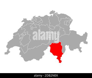 Mappa del Ticino in Svizzera Foto Stock