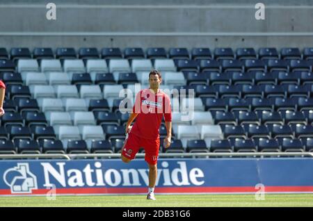 Ryan Giggs si allena con la squadra di calcio del Galles al Liberty Stadium di Swansea, Regno Unito, nell'agosto 2005 Foto Stock