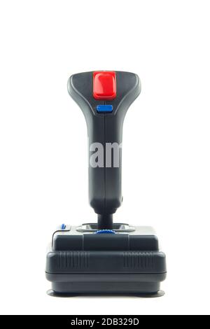 Overwhite ritratto di un joystick vintage con cavo Foto Stock