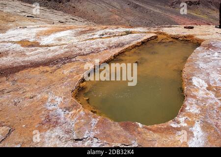 Geyser di Botijuela nella zona vulcanica Antofalla Puna de Atacama, Argentina. Antofalla si trova nel dipartimento Antofagasta de la Sierra del Foto Stock