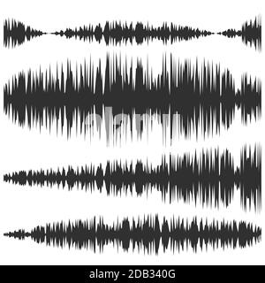 Onde sonore impostate. Schermo dell'equalizzatore. Grafico di vibrazione musicale. Ampiezza onda radio. Foto Stock