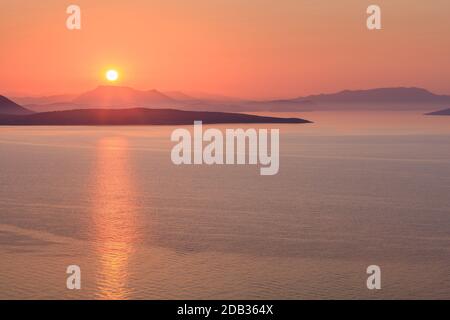 Sunrise nelle isole Ionie. Lefkada isola Grecia Foto Stock