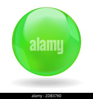 Bolla verde lucida o goccia rotonda isolata su sfondo bianco Illustrazione Vettoriale
