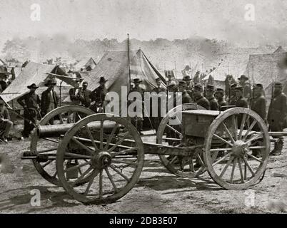 La penisola, Va. UNA pistola howitzer 12-pdr. Catturata dalla Brigata di Butterfield vicino a Hanover Court House, 27 maggio 1862. Foto Stock