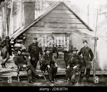 Stazione di brandy, V. Gen. Rufus Ingalls e staff, Capo Quartermaster, e ufficiali, Esercito del Potomac quartier generale. Foto Stock