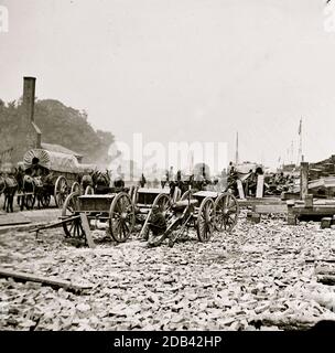 City Point, Virginia. Cassoni, cannoni e carri dell'esercito, ecc. Foto Stock