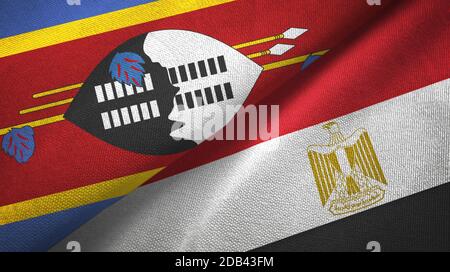 Eswatini Swaziland ed Egitto due bandiere tessuto Foto Stock