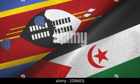 Eswatini e Sahara occidentale due bandiere tessuto tessuto, tessuto Foto Stock