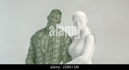 Materialistic Woman and Gold Digger Lady Concept Foto Stock