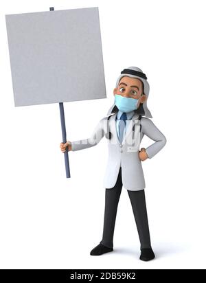 Illustrazione 3D di un personaggio cartoon con una maschera Foto Stock