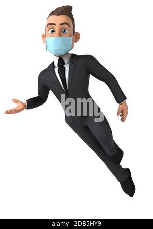 Illustrazione 3D di un personaggio cartoon con una maschera Foto Stock