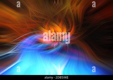 Uno sfondo astratto con bellissimi effetti a forma di onda arancione e blu Foto Stock