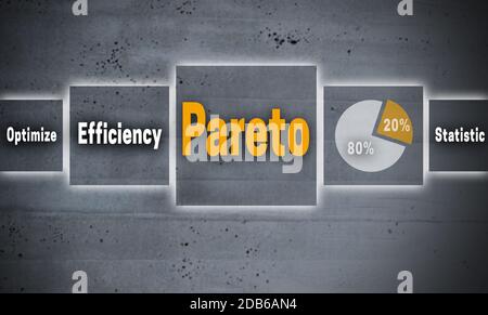 Pareto concetto del touchscreen sullo sfondo. Foto Stock