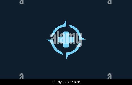 croce ospedale medico-sanitario con moderna icona a forma di bussola logo disegno di illustrazione vettoriale Illustrazione Vettoriale