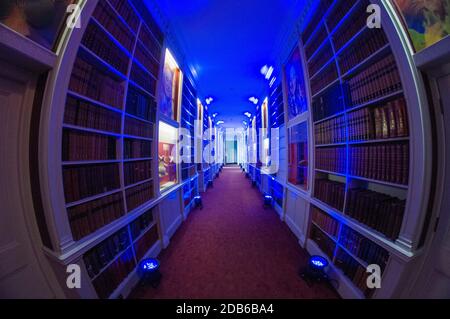 Un corridoio di libri alla Royal Institution of Great La Gran Bretagna a Mayfair Foto Stock