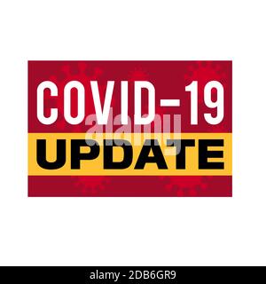 covid 19 coronavirus aggiornamento testo bianco sfondo rosso illustrazione Foto Stock