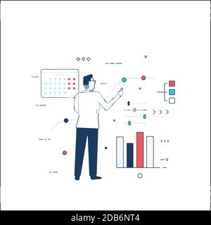 Uomo d'affari e analisi finanziaria Illustrazione Vettoriale