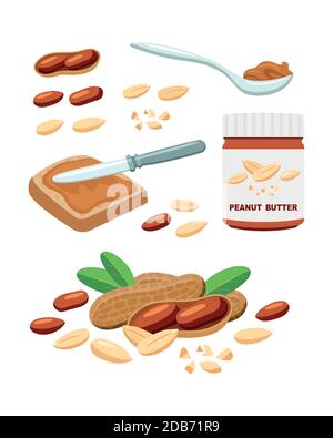 Torba vettoriale intera e pezzi in stile cartoon per modello di etichetta, emblema di confezionamento snack Illustrazione Vettoriale