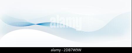 spostamento delle linee di movimento blu chiaro e delle forme d'onda sfocate sul banner di sfondo bianco Foto Stock