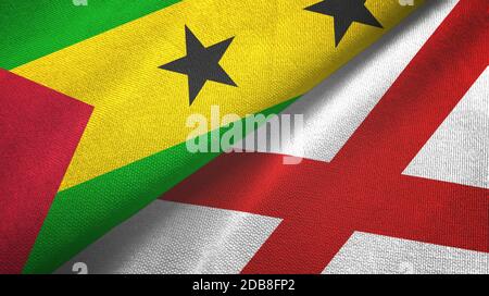 Sao Tomé e Principe e Irlanda del Nord due bandiere tessili panno Foto Stock