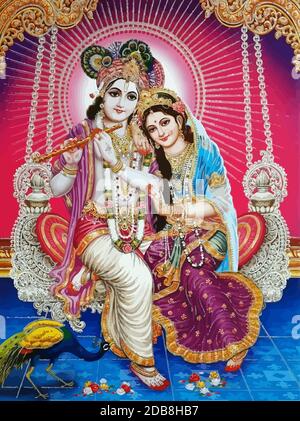 lord krishna festival induismo flauto illustrazione santo Foto Stock