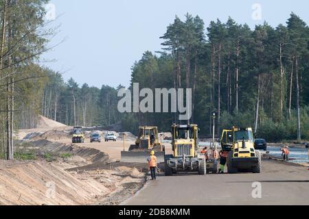 Costruzione di strade sulla superstrada S6 in Polonia. 24 Settembre 2020 © Wojciech Strozyk / Alamy Stock Photo Foto Stock
