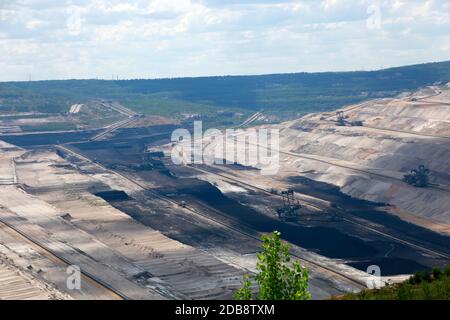 Braunkohletagebau Inden im Rheinischen Braunkohlerevier, Nordrhein-Westfalen, Deutschland Foto Stock