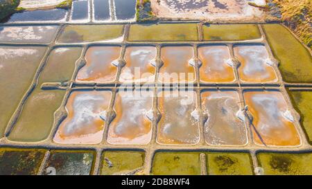 Veduta aerea delle saline di Guerande, Loira Atlantica, Francia Foto Stock