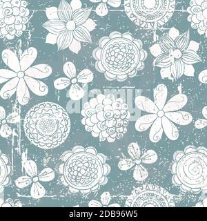 Vettore astratto sfondo disegnato a mano con fiori . Illustrazione Vettoriale