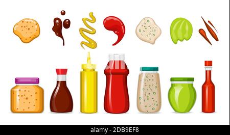 Bottiglie di sughi gourmet Illustrazione Vettoriale