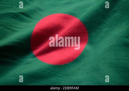 Increspato bandiera del Bangladesh soffiando nel vento Foto Stock