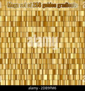 Set Mega composto da 256 gradienti d'oro della collezione. File vettoriale EPS 10 Foto Stock