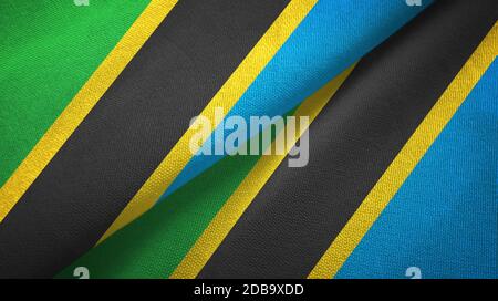 Tanzania e Tanzania due bandiere tessuto tessuto, tessuto Foto Stock