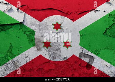 Burundi bandiera dipinta sul incrinato grunge muro di cemento Foto Stock