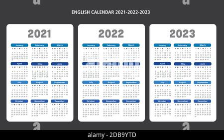 Francese calendario anni 2021-2022-2023 date vettore modello testo è contorno Illustrazione Vettoriale