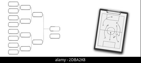 Tablet sportivo con tattiche di calcio sul gioco - illustrazione Foto Stock