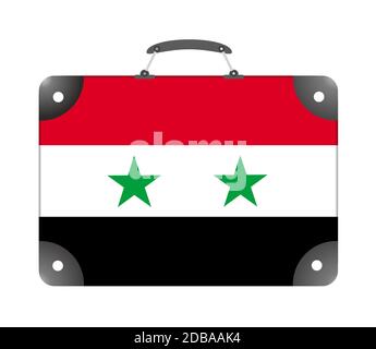 Bandiera della Siria sotto forma di valigia di viaggio uno sfondo bianco - illustrazione Foto Stock