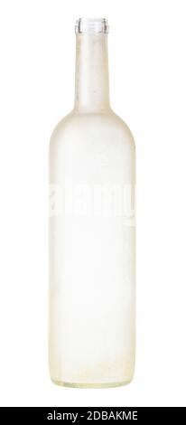 verniciatura vetro - flacone di brandy in vetro smerigliato a mano vuoto isolato su sfondo bianco Foto Stock