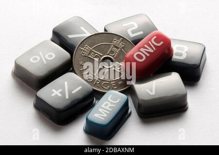Valuta norvegese con tasti calcolatrice Foto Stock