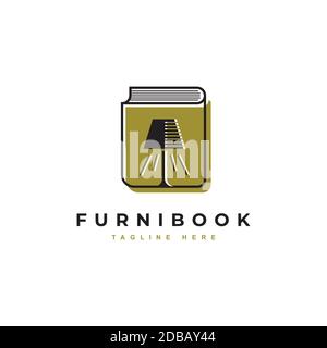 Libro di interior design logo symbol template vettoriale Illustrazione Vettoriale