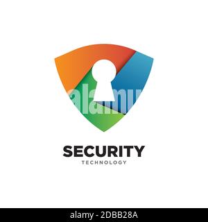 Modello vettoriale del logo del simbolo di protezione. Moderna icona di sicurezza scudo Illustrazione Vettoriale