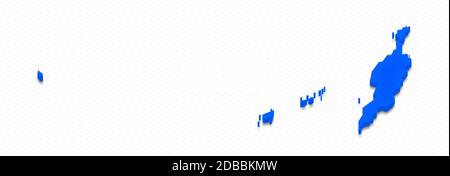 Illustrazione di una mappa blu di Anguilla su sfondo a griglia. Proiezione in prospettiva isometrica 3D destra. Foto Stock