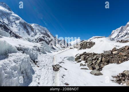 K2 picco di montagna, la seconda montagna più alta del mondo, K2 trek, Pakistan, Asia Foto Stock