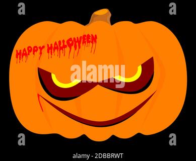 Malvagia zucca halloween, facilmente editabile, senza sbiaditi o mesh, font originale, Foto Stock