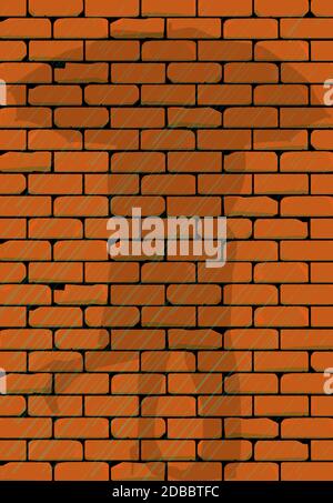 L'ombra su un muro di mattoni durante una doccia a pioggia Foto Stock