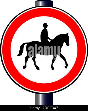 Una grande rotonda rossa la visualizzazione del traffico a cavallo e cavaliere Foto Stock