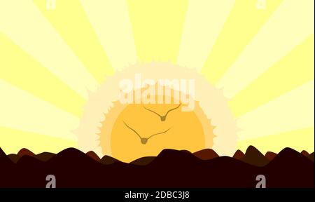 Un tramonto con un primo piano roccioso Foto Stock